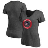 Columbus Blue Jackets Women's #WeSkateFor V-Neck T-Shirt - Heather Gray - NHL 4017819