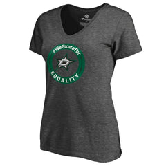 Dallas Stars Women's #WeSkateFor V-Neck T-Shirt - Heather Gray - NHL 4017820
