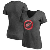 Detroit Red Wings Women's #WeSkateFor V-Neck T-Shirt - Heather Gray - NHL 4017821