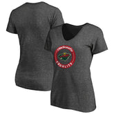 Minnesota Wild Women's #WeSkateFor V-Neck T-Shirt - Heather Gray - NHL 4017825