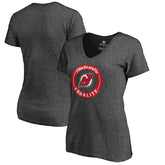 New Jersey Devils Women's #WeSkateFor V-Neck T-Shirt - Heather Gray - NHL 4017829