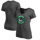 Vancouver Canucks Women's #WeSkateFor V-Neck T-Shirt - Heather Gray - NHL 4017839