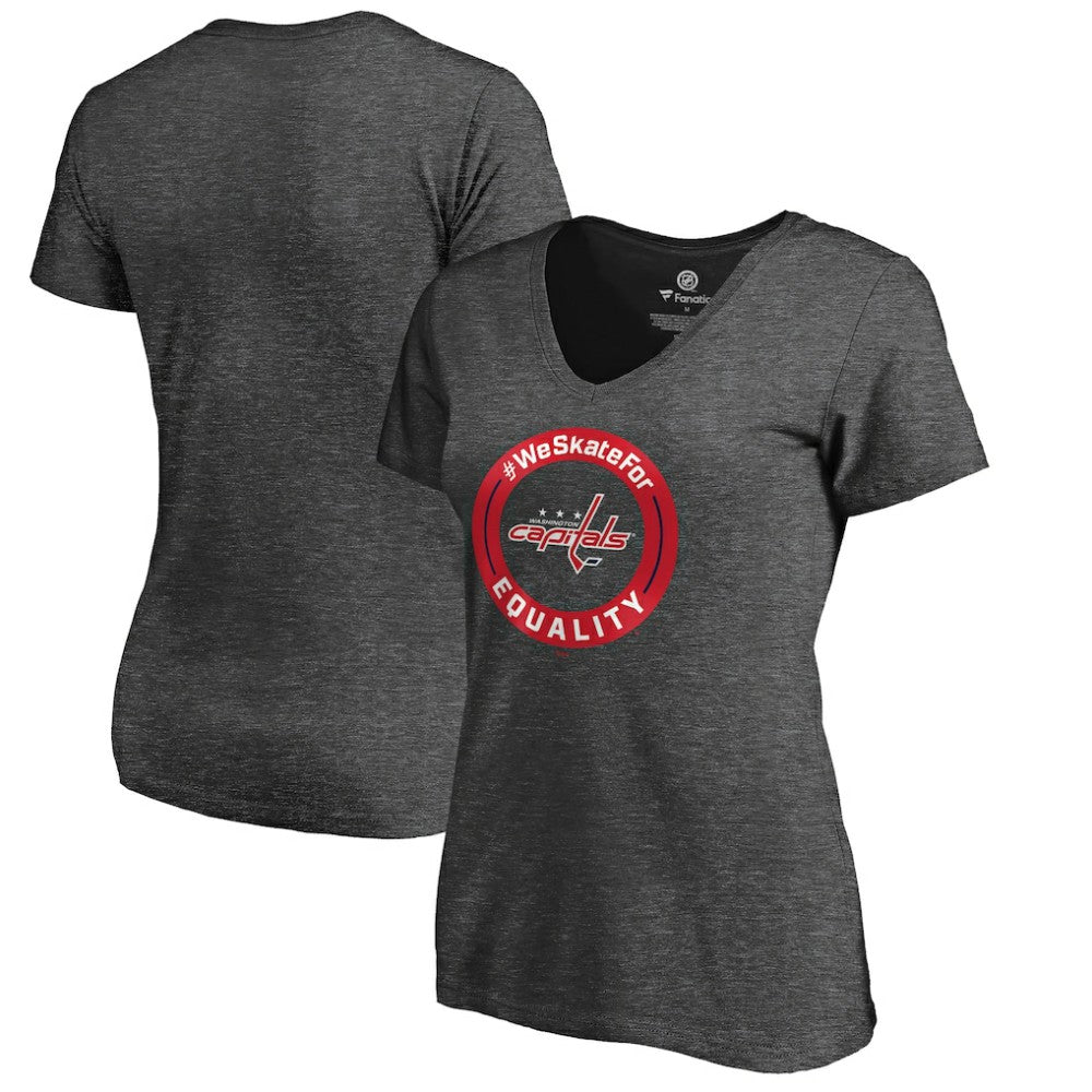 Washington Capitals Women's #WeSkateFor V-Neck T-Shirt - Heather Gray - NHL 4017841