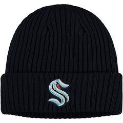 Seattle Kraken Fanatics Core Primary Logo Cuffed Knit Hat - Navy - NHL 4026665