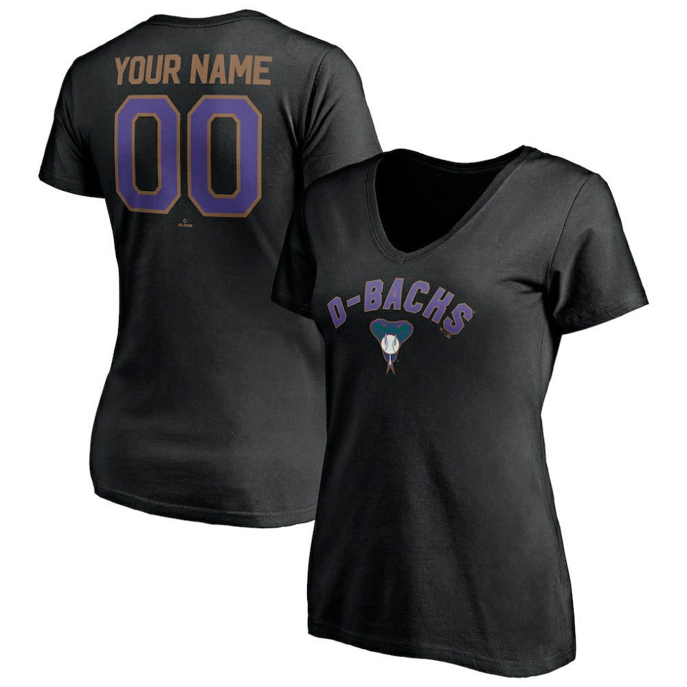 Arizona Diamondbacks Women's Cooperstown Winning Streak Personalized Name & Number V-Neck T-Shirt - Black - MLB Online