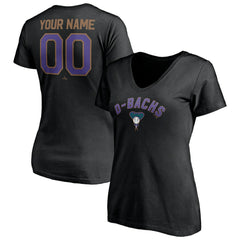Arizona Diamondbacks Women's Cooperstown Winning Streak Personalized Name & Number V-Neck T-Shirt - Black - MLB Online