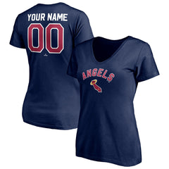 Los Angeles Angels Women's Cooperstown Winning Streak Personalized Name & Number V-Neck T-Shirt - Navy - MLB Lifestyle