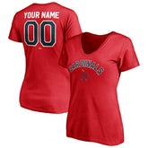 St. Louis Cardinals Women's Cooperstown Winning Streak Personalized Name & Number V-Neck T-Shirt - Red - MLB Discount