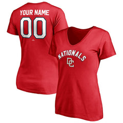 Washington Nationals Women's Cooperstown Winning Streak Personalized Name & Number V-Neck T-Shirt - Red - MLB Discount