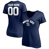 Chicago White Sox Women's Cooperstown Winning Streak Alternate Personalized Name & Number V-Neck T-Shirt - Navy - MLB Lifestyle