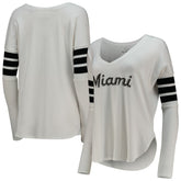 Miami Marlins Tiny Turnip Women's Jalynne Jersey Tri-Blend Long Sleeve V-Neck T-Shirt - White - MLB Discount