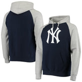 New York Yankees Stitches Raglan Pullover Hoodie - Heathered Gray/Navy - MLB Lifestyle