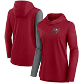Nike Tampa Bay Buccaneers Women's Chevron Hoodie Performance Long Sleeve T-Shirt Red/Heathered Charcoal