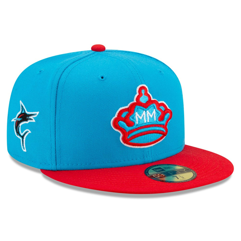 Miami Marlins New Era 2021 City Connect 59FIFTY Fitted Hat - Blue/Red - New Era on Sale