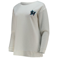 Miami Marlins Concepts Sport Women's Quilted Pullover Sweatshirt - White/Cream - MLB Sale