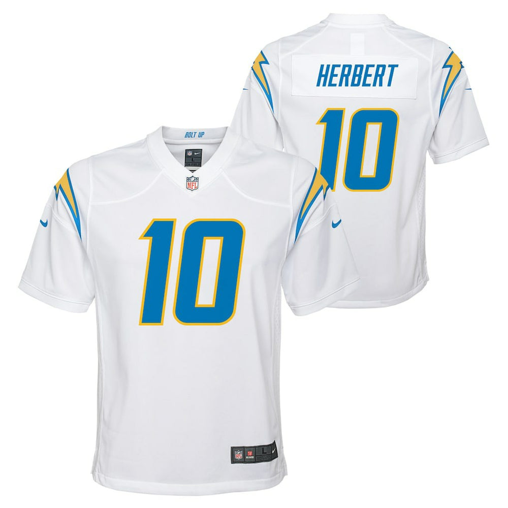 Nike Justin Herbert Los Angeles Chargers Youth Game Jersey White