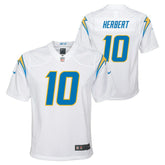 Nike Justin Herbert Los Angeles Chargers Youth Game Jersey White