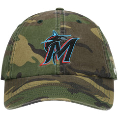 Miami Marlins '47 Team Clean Up Adjustable Hat - Camo - 47 brand Lifestyle