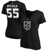 Quinton Byfield Los Angeles Kings Fanatics Women's Authentic Stack Name & Number V-Neck T-Shirt - Black - NHL 4118415