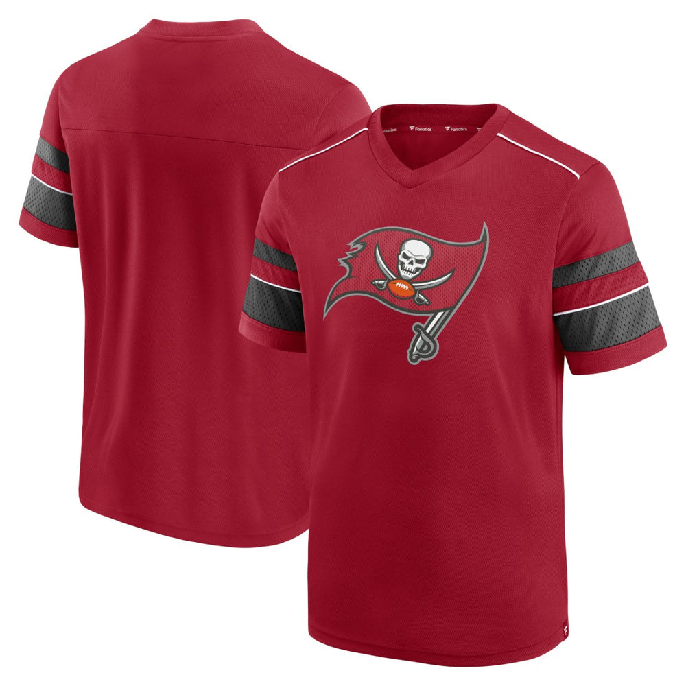 Fanatics Tampa Bay Buccaneers Textured Hashmark V-Neck T-Shirt Red