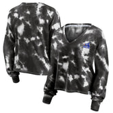 Chicago White Sox Fanatics Women's Tie-Dye V-Neck Pullover Cropped Tee - White/Black - Fanatics on Sale