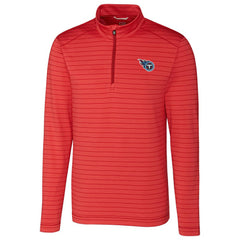 Tennessee Titans Cutter & Buck Holman Stripe Quarter-Zip Pullover Jacket Heather Red