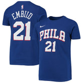 Joel Embiid Philadelphia 76ers Youth Logo Name & Number Performance T-Shirt Royal | Nike
