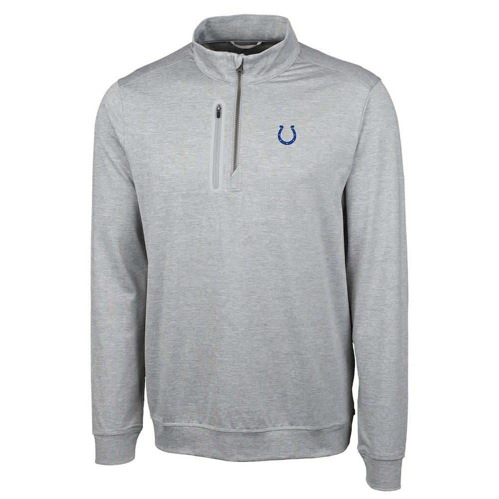 Indianapolis Colts Cutter & Buck Big & Tall Stealth Quarter-Zip Pullover Jacket Heather Gray