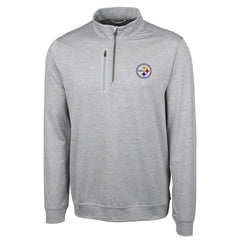 Pittsburgh Steelers Cutter & Buck Big & Tall Stealth Quarter-Zip Pullover Jacket Heather Gray