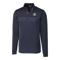 Miami Dolphins Cutter & Buck Big & Tall Traverse Stripe Quarter-Zip Pullover Jacket Navy
