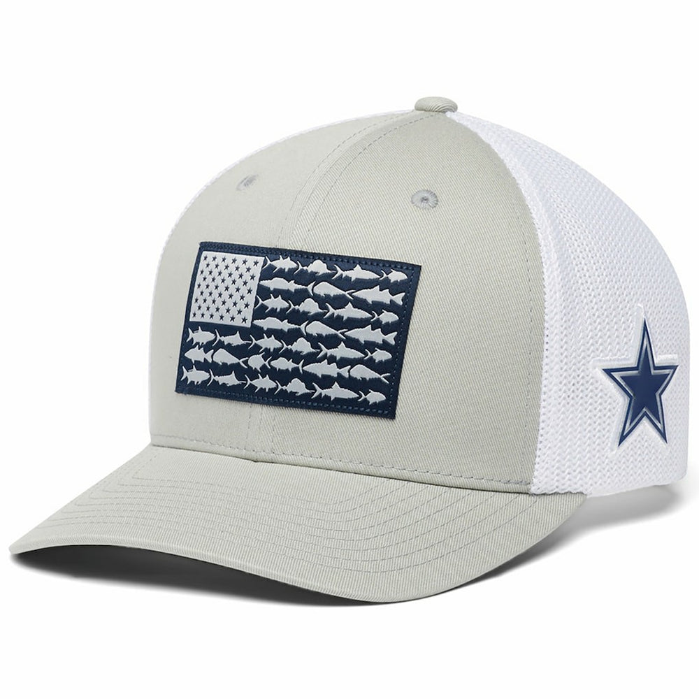 Columbia Dallas Cowboys PFG Mesh Fish Flag Flex Hat Gray