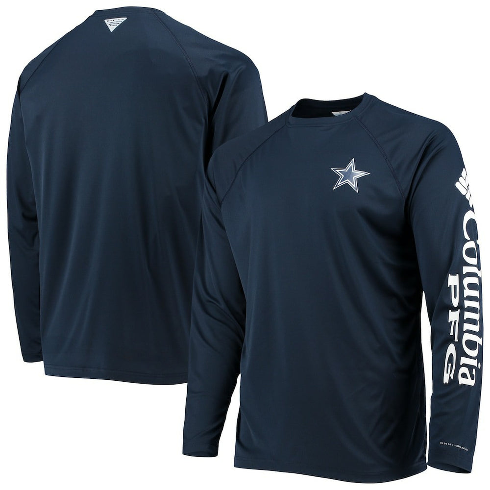 Columbia Dallas Cowboys Terminal Tackle Omni-Shade Raglan Long Sleeve T-Shirt Navy