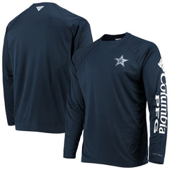 Columbia Dallas Cowboys Terminal Tackle Omni-Shade Raglan Long Sleeve T-Shirt Navy