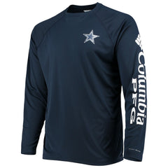 Columbia Dallas Cowboys Terminal Tackle Omni-Shade Raglan Long Sleeve T-Shirt Navy