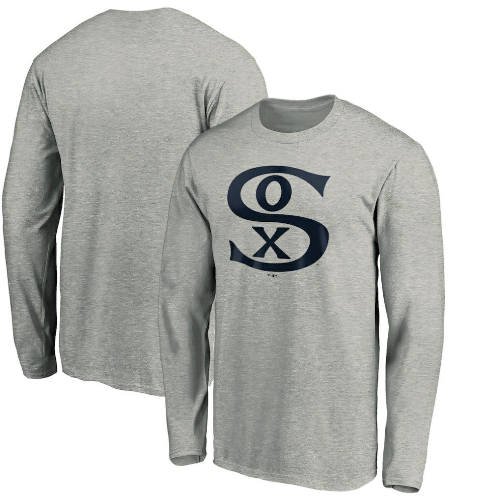 Chicago White Sox Cooperstown Collection Huntington Logo Long Sleeve T-Shirt - Heathered Gray - MLB Discount
