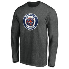 Detroit Tigers Cooperstown Collection Huntington Logo Long Sleeve T-Shirt - Charcoal - MLB Sale