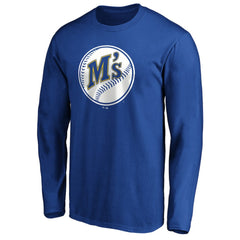 Seattle Mariners Cooperstown Collection Huntington Logo Long Sleeve T-Shirt - Royal - MLB Discount