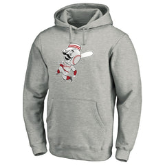Cincinnati Reds Cooperstown Collection Huntington Logo Fitted Pullover Hoodie - Heather Gray - MLB Discount