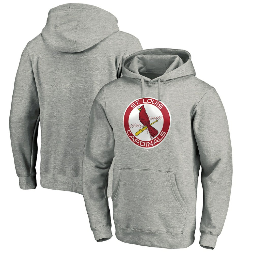 St. Louis Cardinals Cooperstown Collection Huntington Logo Fitted Pullover Hoodie - Heather Gray - MLB Discount