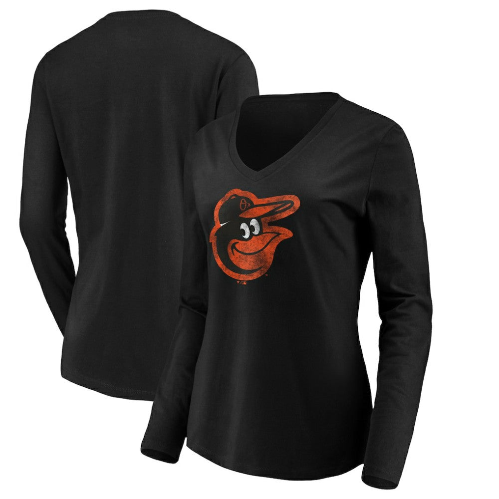 Baltimore Orioles Women's Core Distressed Team Long Sleeve T-Shirt - Black - MLB on Sale