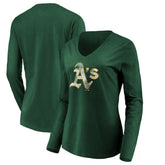 Athletics Women's Core Distressed Team Long Sleeve T-Shirt - Green - MLB Lifestyle