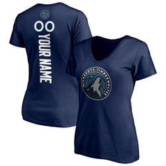 Minnesota Timberwolves Women's Playmaker Personalized Name & Number V-Neck T-Shirt Navy