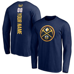 Denver Nuggets Playmaker Personalized Name & Number Long Sleeve T-Shirt Navy