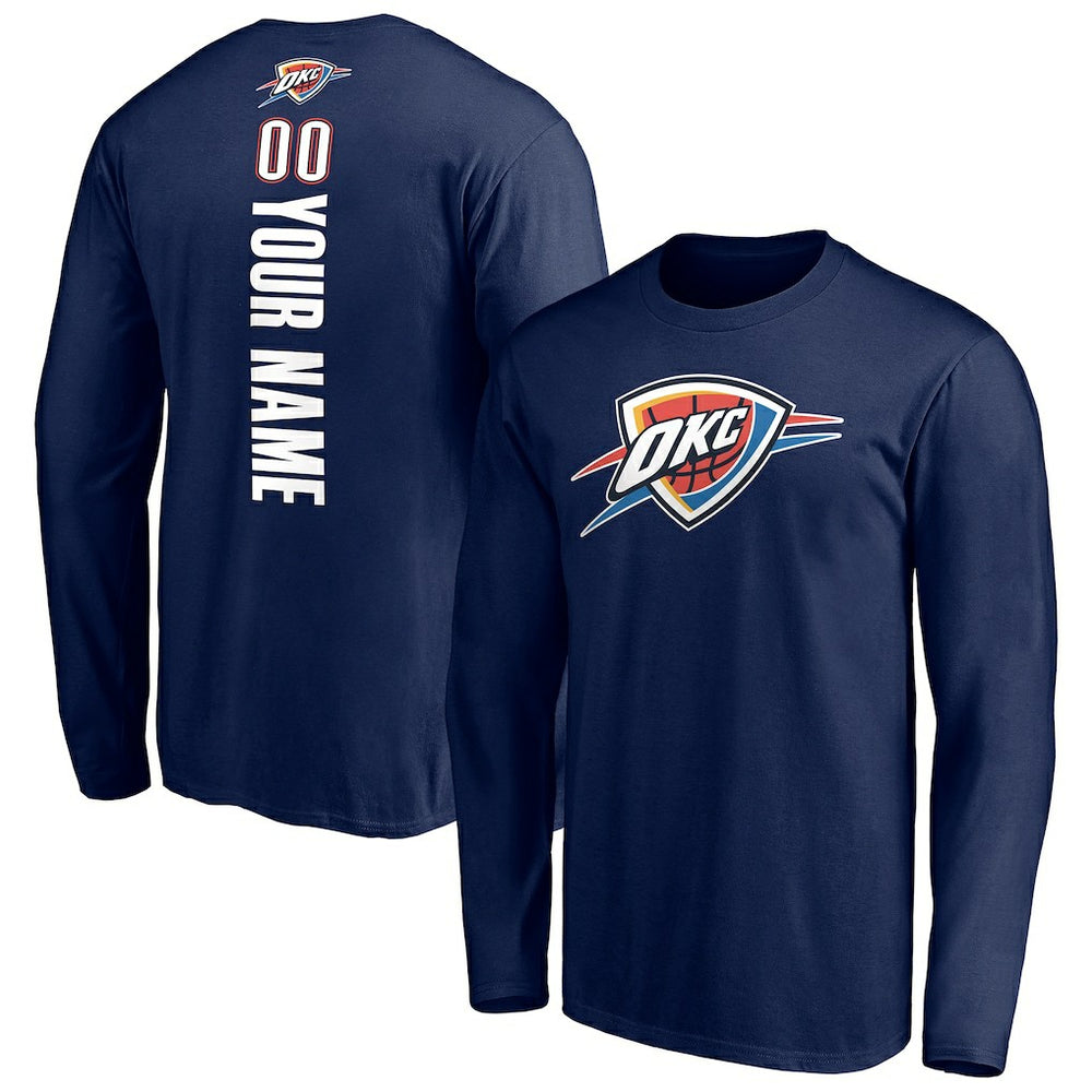 Oklahoma City Thunder Playmaker Personalized Name & Number Long Sleeve T-Shirt Navy