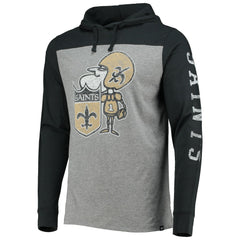 47 brand New Orleans Saints '47 Franklin Wooster Throwback Long Sleeve Hoodie T-Shirt Heathered Gray