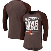 Fanatics Cleveland Browns Pastime Raglan 3/4-Sleeve T-Shirt Heathered Brown