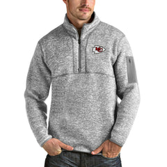 Kansas City Chiefs Antigua Team Logo Fortune Quarter-Zip Pullover Jacket Heather Gray
