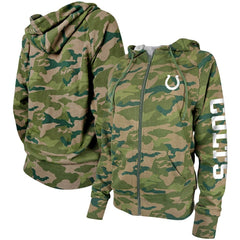 Indianapolis Colts New Era Women's Raglan Full-Zip Hoodie Camo