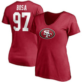 Fanatics Nick Bosa San Francisco 49ers Women's Player Icon Name & Number V-Neck T-Shirt Scarlet