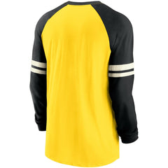 Nike Pittsburgh Steelers Throwback Raglan Long Sleeve T-Shirt Gold/Black
